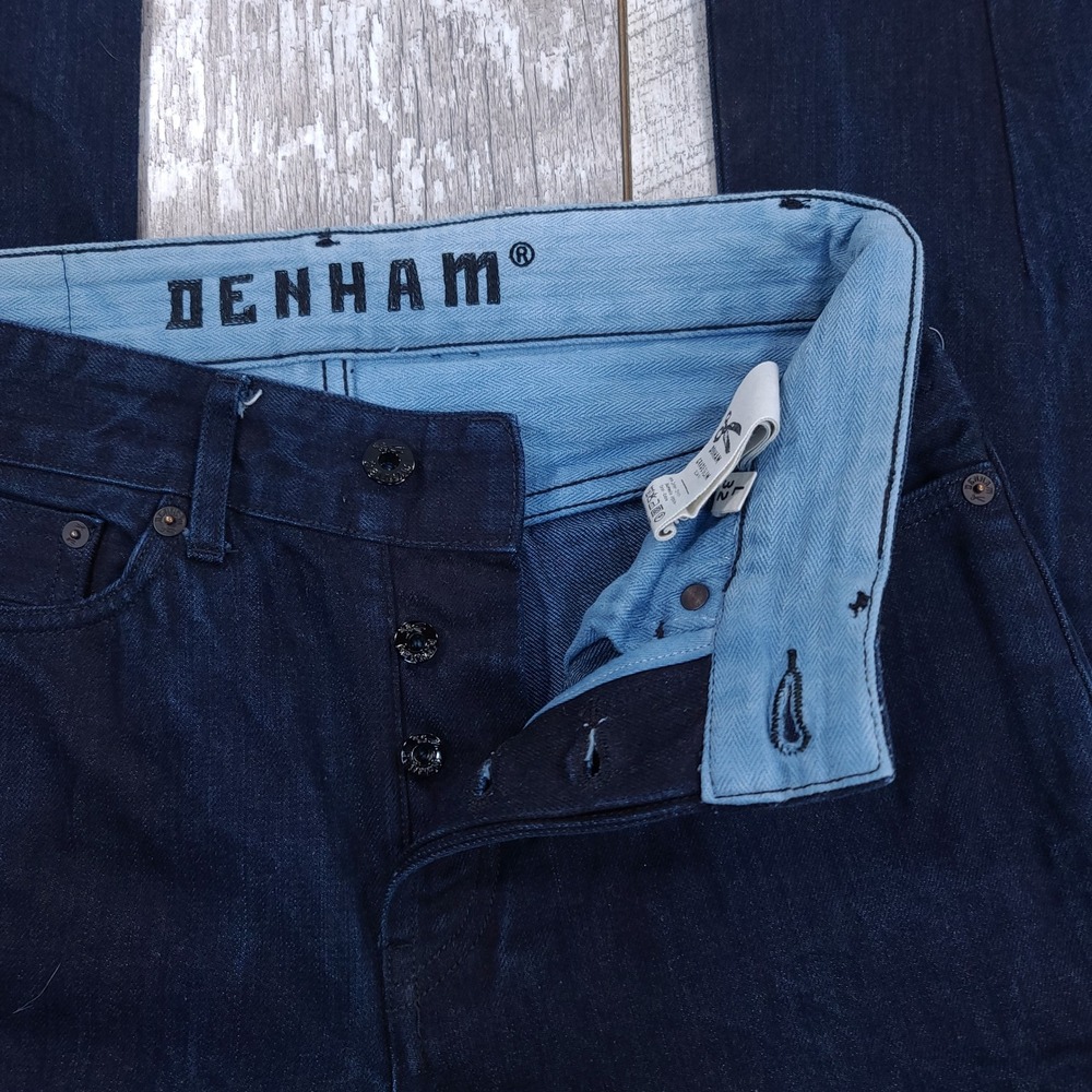 Denham Razor Jeans Men 28x33 Dark Blue Selvedge Slim Fit Indigo Denim - Picture 8 of 11